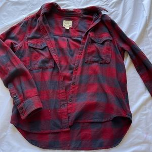 Red and navy plaid flannel